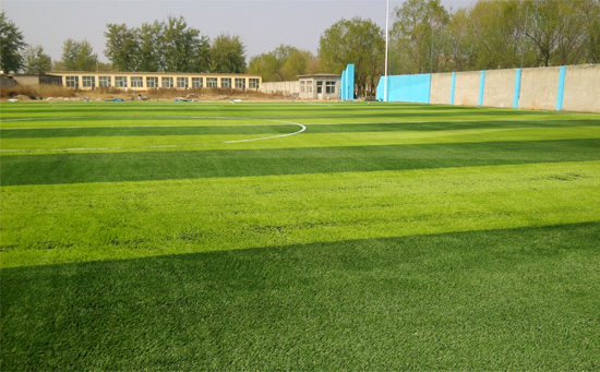 根據(jù)足球場地的需要灑上石英砂和橡膠顆粒