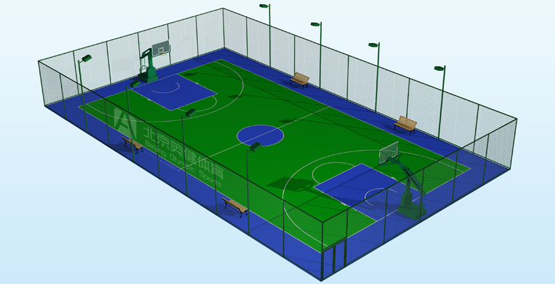 藍(lán)綠硅pu籃球場效果圖