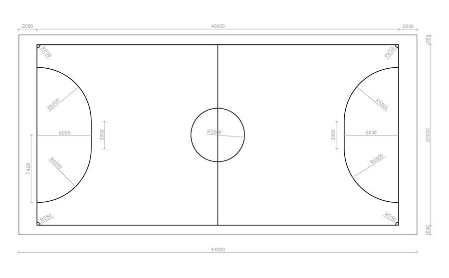 標(biāo)準(zhǔn)人造草足球場尺寸圖片